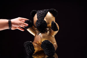 Leather & Fur Teddy Bear (12")