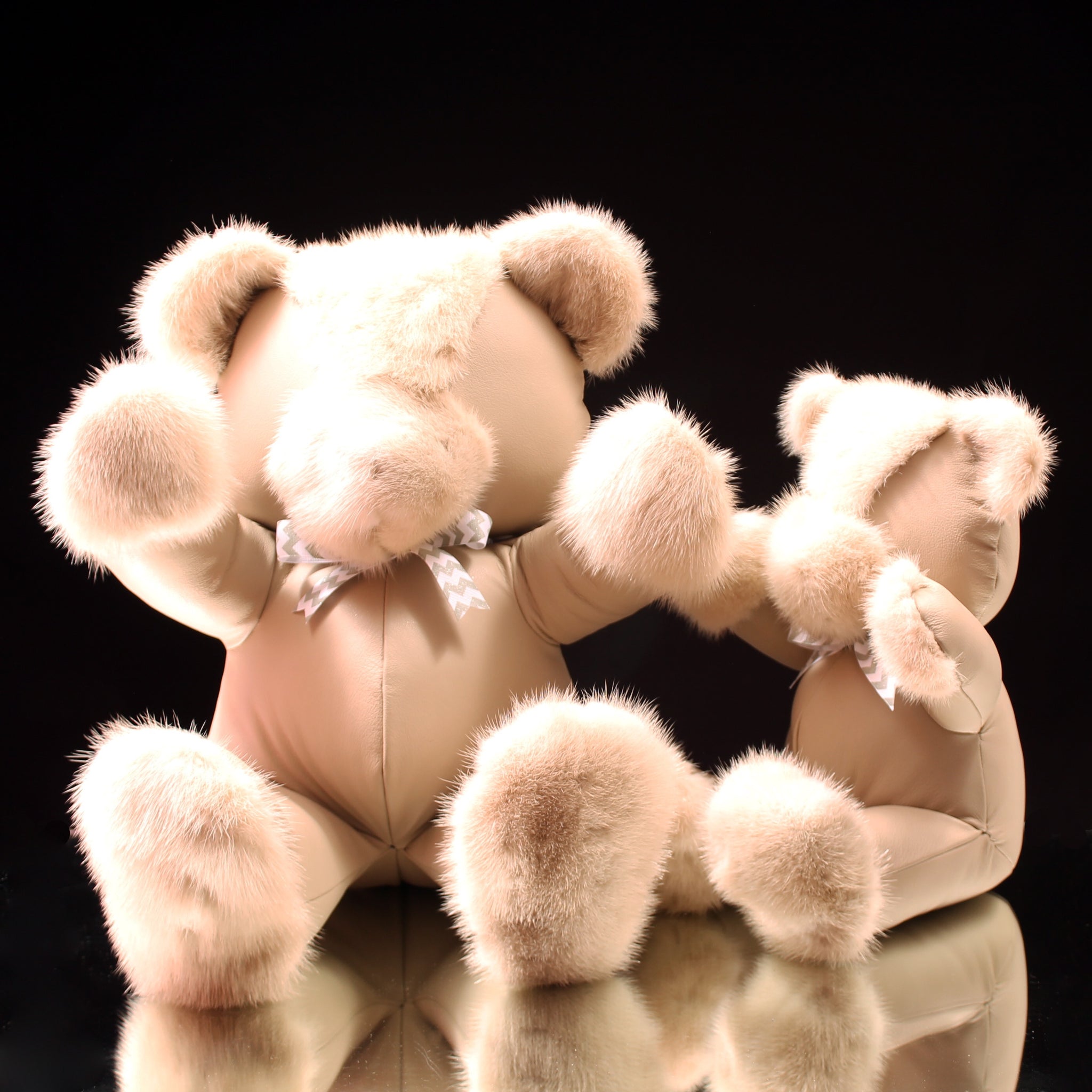 Leather & Fur Teddy Bear (16")