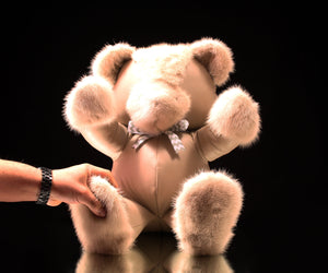 Leather & Fur Teddy Bear (16")
